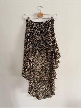 Guess Leopard Print High-Low Skirt - Black & Brown
